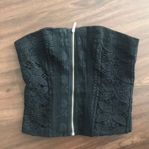 Guess by Marciano black lace corset strapless top